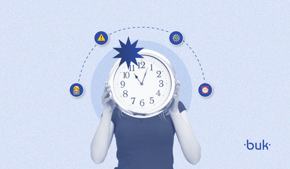 Imagen de una persona con cabeza de reloj en alusión a la nueva ley de 40 horas laborales
