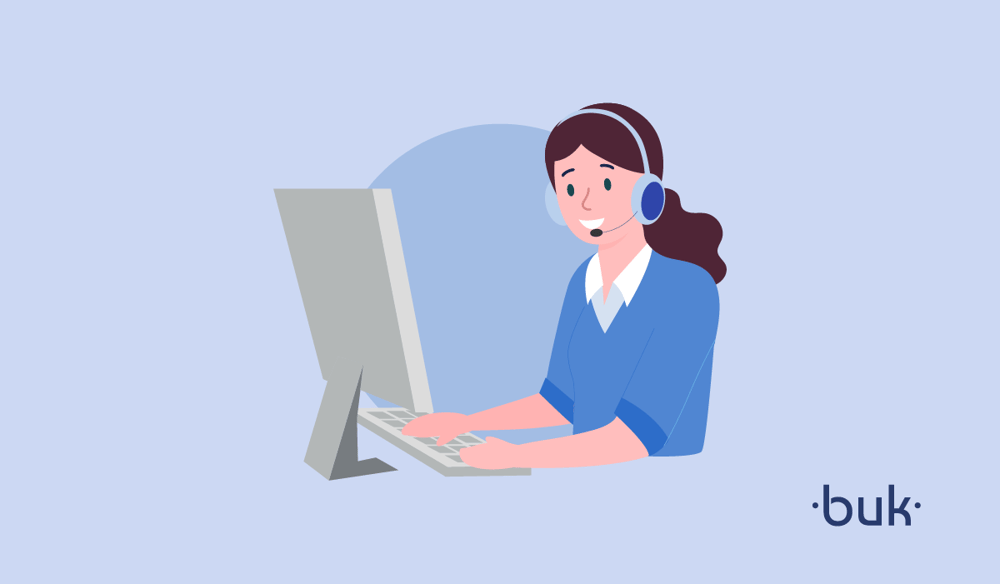 Ilustración sobre una mujer frente al computador con audífonos