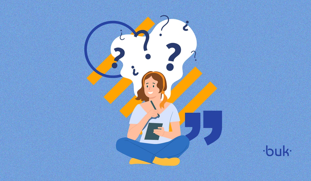 Ilustración que muestra a una reclutadora autocuestionándose el qué consideraciones debe tomar en cuenta a la hora de contratar a una persona