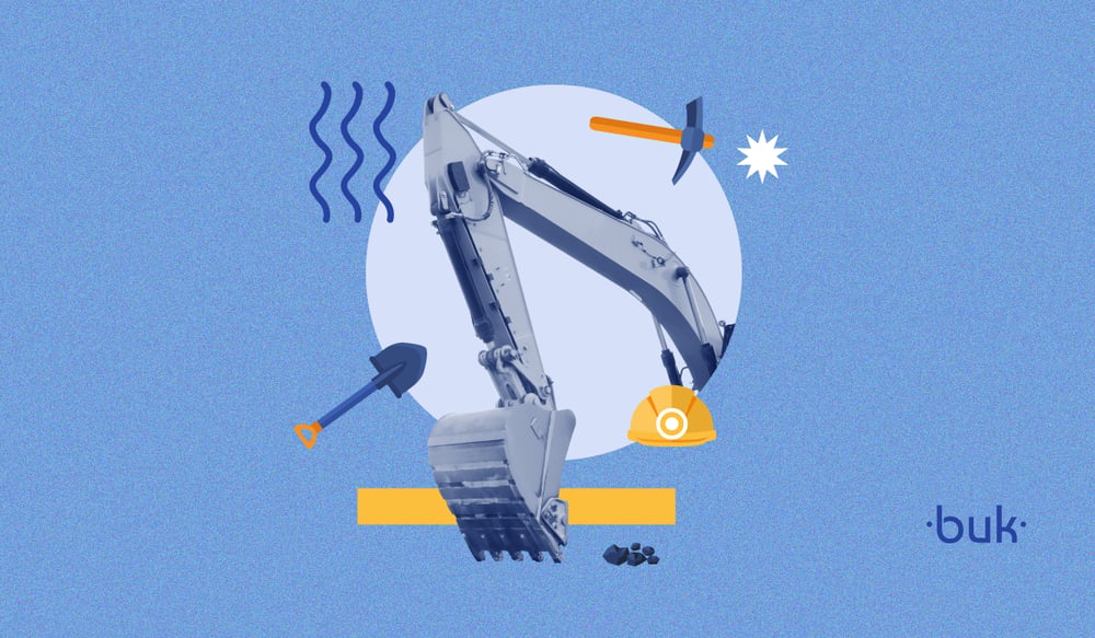 Ilustración que muestra una retroescavadora en alusión a la industria de la construcción
