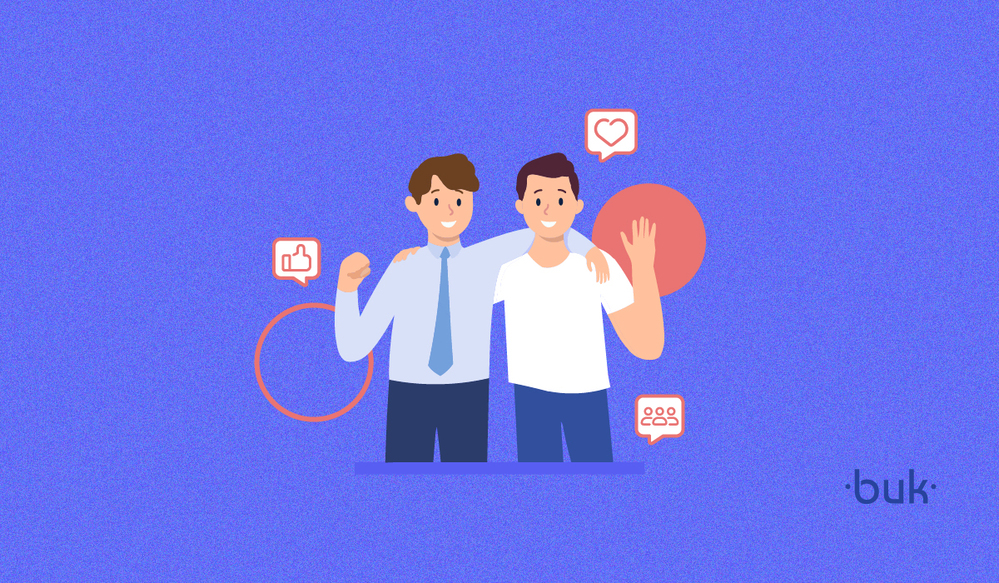 Ilustración que muestra a dos personas abrazándose, en alusión a acciones concretas de sostenibilidad en tu organización