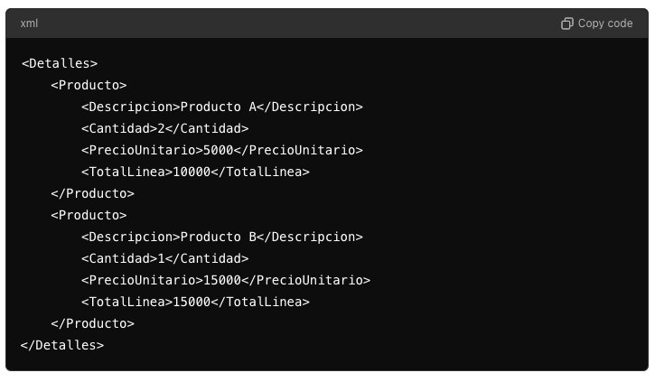 Detalle XML