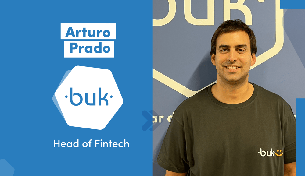 Arturo Prado Head of Fintech de Buk con logo buk