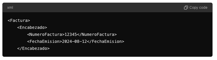 encabezado XML