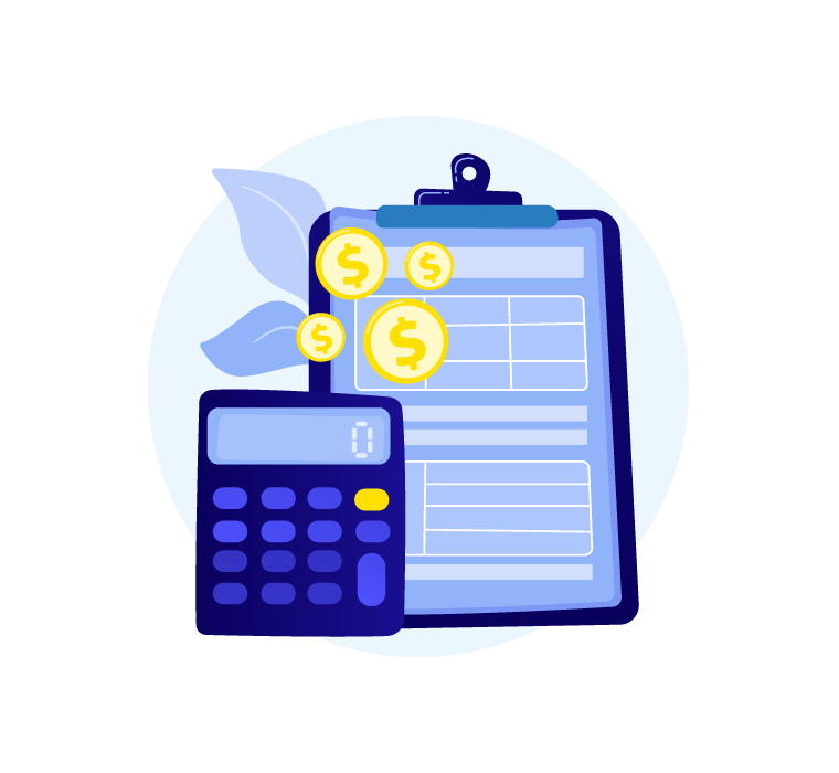 Imagen de calculadora con monedas 