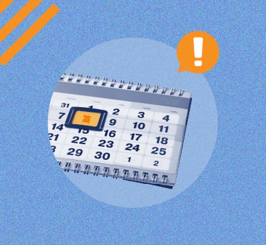 Ilustración que muestra un calendario y un signo de exclamación en alusión al atraso en el pago de remuneraciones