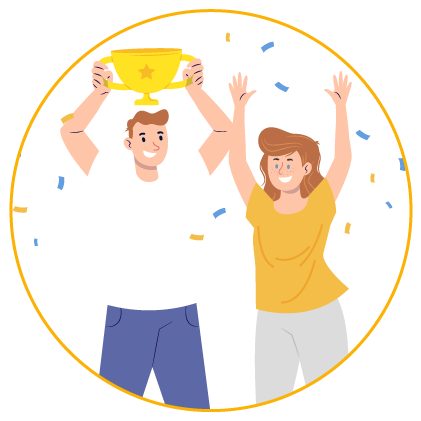 Personas celebrando con una copa de torneo