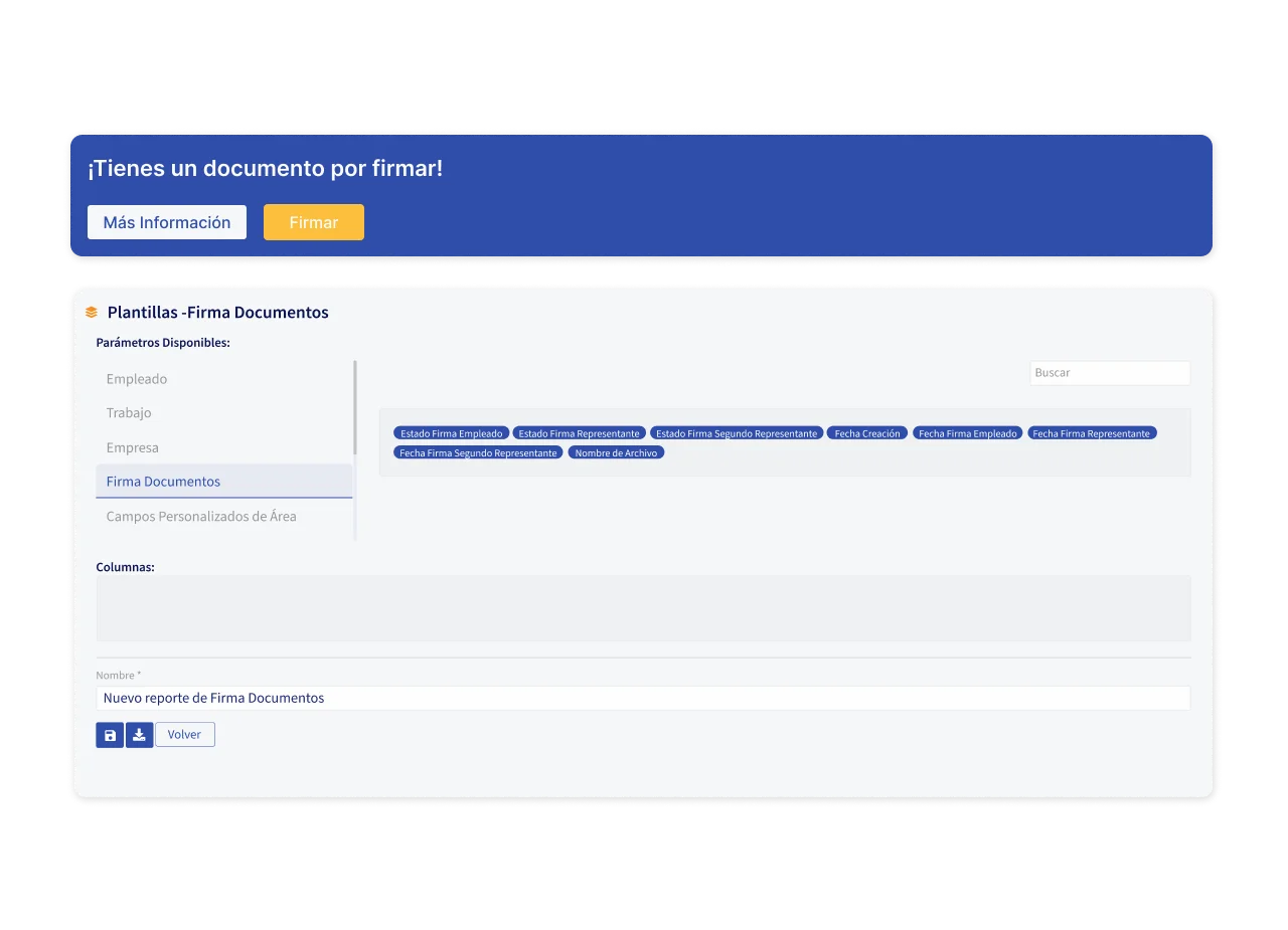 Interfaz del software que muestra el seguimiento de firmas pendientes